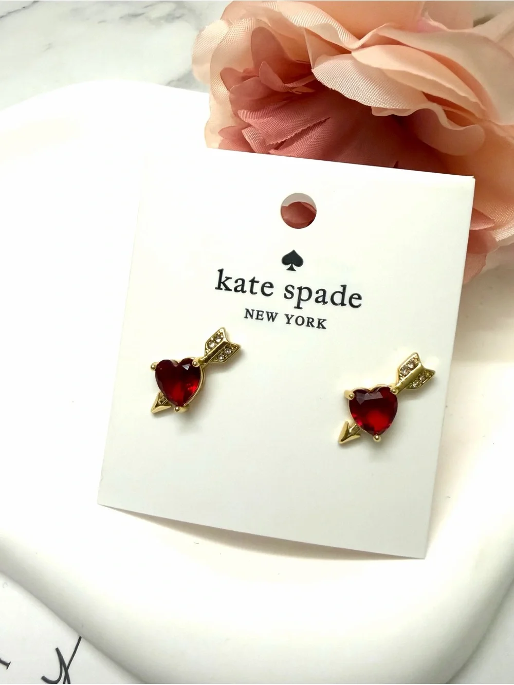 kate spade New York Red Heart Arrow Stud Earrings